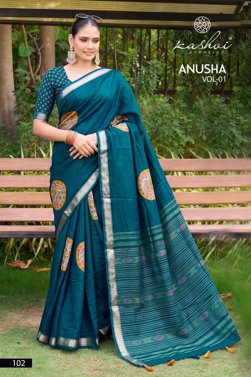 Anusha Vol 1 By Kashvi Viscose Satin With Jacquard Border Saree 